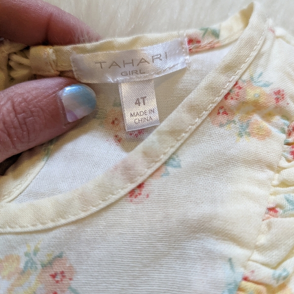 Tahari Girl pale yellow cotton floral tunic top size 4T - Picture 5 of 7